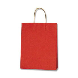 紙袋 手提げ袋 50枚入 丸手紐 未晒 赤Cサイズ 幅270×マチ80×高340mm（MS1）シモジマ HEIKO