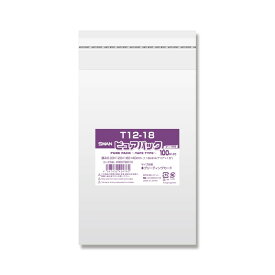 OPP袋 透明袋 グリーティングカード テープ付き 100枚入 ピュアパック 厚0.03×幅120×高180+テープ部分40mm シモジマ SWAN T 12-18