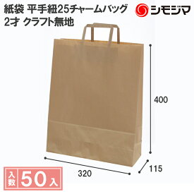 HEIKO 紙袋 手提げ紙袋 H25チャームバッグ 2才 未晒無地 幅320×マチ115×高400mm 50枚入 クラフト 業務用 ラッピング おしゃれ シモジマコード003262501