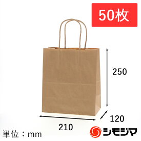 HEIKO 紙袋 手提げ紙袋 25チャームバッグ 21-12 未晒無地 幅210×マチ120×高250mm 50枚入 クラフト 業務用 小さい ラッピング おしゃれ シモジマコード003266210