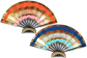 ・舞扇子≪no2731 赤・青(金箔)≫◇黒竹◇9寸5分 化粧箱なし ゆうパケット発送OK 京扇子 扇子 舞扇