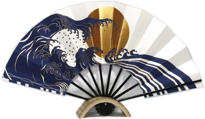 楽天市場】舞扇子≪撰300 波 月 金箔 紺≫化粧箱入り◇黒竹◇9寸5分 