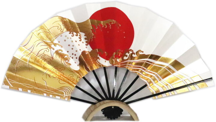 楽天市場】舞扇子≪撰301 波 月 金箔 赤≫化粧箱入り◇黒竹◇9寸5分 