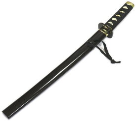舞踊刀・稽古用（柄頭金）No,18　黒鞘　全長52cm　お稽古や余興・宴会・コスプレに！【踊り用小道具】長脇差　模造刀 殺陣　稽古刀　日本刀