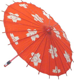 紙傘k　桜赤（1本通）飾り糸無し　子供用　文化祭・大道芸・コスプレ・装飾・撮影・小道具　1本柄　和傘