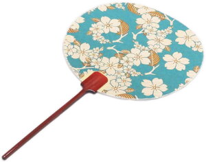 <南の風 水>長柄うちわ(丸枝) 片面 22cm 持ち枝:塗竹【京うちわ】【団扇】【うちわ】踊りうちわ 都うちわ 扇うちわ 日本製