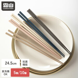 【限定クーポン】【特典付】箸 食洗機対応 5膳 10膳 すべらない お箸 おしゃれ おはし 24.5cm 大人用 転がらない 六角形 抗菌 滑り止め付き 5色 握りやすい 和食 洋食 テーブルウェア シンプル
