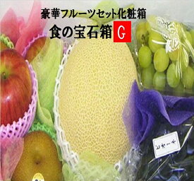 フル－ツセット　果物ギフト 食の宝石箱【G】 プレミアボックス 豪華 化粧箱 メロン ぶどう 他季節の果物入り プレゼント 贈り物 出産祝 快気祝 入学祝 就職祝 引越し祝 新築祝 敬老の日 御挨拶 御歳暮 御年始 御年賀 内祝 御祝 お中元