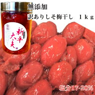 送料無料　梅干し 訳あり しそ漬けB級約1Kg入り 福井県産 新平太梅使用 無添加 着色料なし紫蘇漬け梅干　…