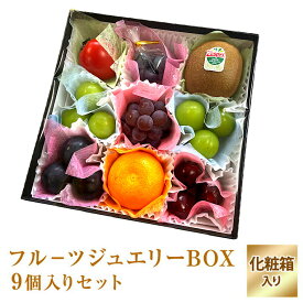 御中元ギフト　果物 ギフト 食の宝石箱 【フルーツジュエリー BOX 9個入セット】お中元 敬老の日 入学祝 可愛い プチギフト　旬 フル−ツ セット 果物 詰め合わせ 贈り物 出産祝 快気祝 内祝 御祝 お供え 果物 プレゼント 選べるリボン 送料無料