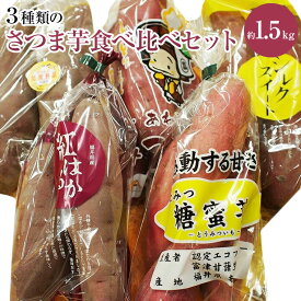 ★3種類のさつま芋食べ比べセット　計約1．5K箱【焼き芋特集】《福井とみつ金時さつまいも・シルクスィ-ト・糖蜜芋・紫芋・石川五郎島金時さつまいも・紅はるか・べにあずま等の中から3種類厳選