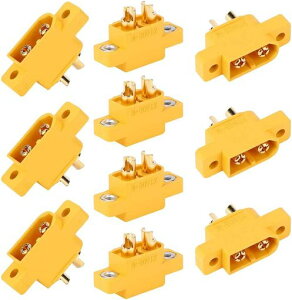 Amass 10 PCS XT60EW-M �}�E���g�\�� XT60E �I�X �v���O �R�l�N�^ RC �h���[�� �q��@ FPV ���[�V���O �h���[���p (���F)