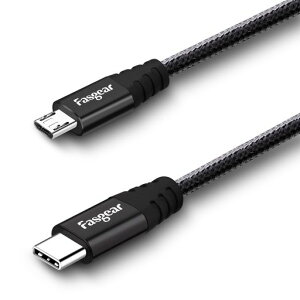 Fasgear USB C - Micro USB�P�[�u�� 1.8m �i�C�����ґg�^�C�vC - Micro USB�P�[�u�� Galaxy S6/S7 HTC One/10�ȂǂɑΉ� (�u���b�N 1.8m)