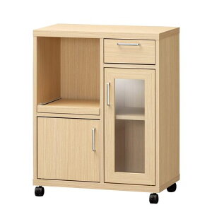 白井産業カウンターワゴン食器棚レンジ台同シリーズで組み合わせ自由自在一人暮らしの部屋や狭いスペースにぴったりサイズナチュラルブラウン木目柄ベーシックデザイン幅63.1x奥行35.6…