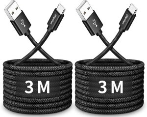 USB Type C �P�[�u���y3m 2�{�zCLEEFUN �}���[�d �^�C�v C �P�[�u�� ���� �����f�[�^�]�� �R�[�h �^�C�vc �f���h�~ �i�C�����҂� iPhone 17/16/15 Pro Max�AGalaxy S26/S25/S24/S23