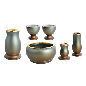 仏具セットモダンミニルミエール緑茶マット2.5寸6点セットおしゃれ仏具真鍮ルミエール緑茶マット2.5寸