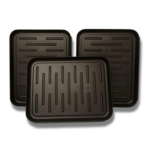 JPNumber車靴置きシューズトレイ車用靴置き泥対策バットトレー縁あり3個セット(ブラック)