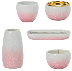 サンメニー和モダン仏具5点セット本格有田焼日本製インテリアに馴染むおしゃれお花ろうそく線香お茶ご飯現代仏壇お仏壇仏具小物天音桃花ピンクフラワースタンドキャンドルスタンド…