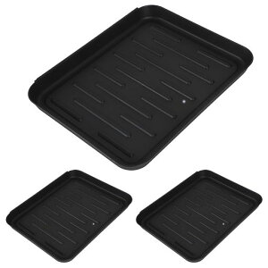 TKYシューズトレイマルチトレイ靴置き収納水受け靴プランター3個セット(ブラック)