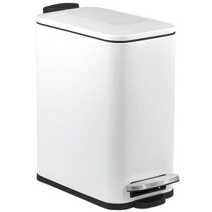 ゴミ箱ふた付き5Lスリムゴミ箱ペダル式おしゃれ角型生ごみごみ箱指紋防止密閉音無しキッチン/リビングルーム/トイレ/バスルーム/オフィス/部屋用(白い)