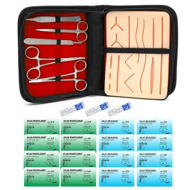 medclimber ビッグレザーケース 16本の針 縫合練習キット 縫合キット縫合練習用 学習教材 医大生 看護学生 講師に適用 高品質