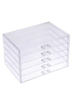 Chocopleアクリルケースアクセサリーケース収納ケース引き出し小物入れ透明アクリル仕切りなし(5段)
