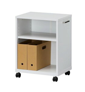 白井産業デスクサイドに便利サイドワゴンラックキャスター付き2段デスク下収納A4ファイルボックス対応背面化粧木製白幅45高さ59.1奥行34.3cmOF2-6045Wオフィスコ2