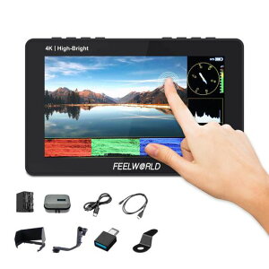 FEELWORLDF5PROX5.5�C���`1600nit���P�xDSLR�J�����t�B�[���h���j�^�[3DLUT�g�`�^�b�`�X�N���[��4KHDMI/Type-C����1920x1080IPS���^�t��HD(F970�o�b�e���[�Ǝ��[�ܕt��)