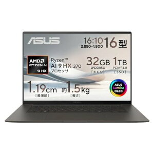 ASUS�m�[�g�p�\�R��ZenbookS16UM5606WA16�^AMDRyzenAI9HX370������32GBSSD1TBWindows11�d��1.5kgWi-Fi7Type-C���d�Ή��L�@EL�p�l������