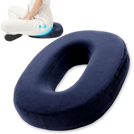 【ひよこクラブ掲載】Wawalag(ワワラグ)しりまる円座クッション産後痔ドーナツ型座布団穴あき尾てい骨高反発男性ママ出産祝いプレゼント(ネイビー)