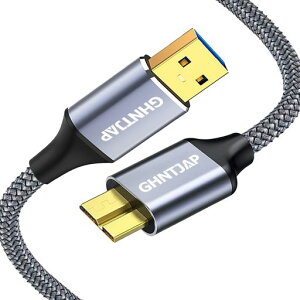 GHNTJAP USB3.0 MicroB USB�P�[�u�� 0.5M �^�C�vA�I�X - �}�C�N���^�C�vB�I�X 5Gbps�����]�� USB �}�C�N��B�P�[�u�� �O�t��HDD/SSD �n�[�h�h���C�u/HD�J�����ȂǂɑΉ� ���ϋv�i�C���� 50CM