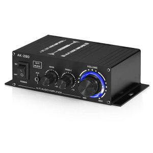 Nobsound �~�j �X�e���I �A���v 40Wx2: �����ቹ�Ɨ����� �v���X�}�C�i�X10dB �ԍ�/�ƒ댓�p 155mm�����^ �u���[LED