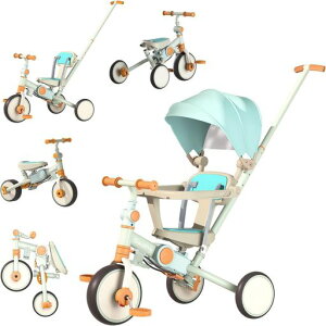 Bacany子供用三輪車7in1三輪車ステップ付き折りたたみ手押し棒おしゃれ1歳-6歳ランニングバイクコンパクト自転車おもちゃ乗用玩具幼児用キッズバイクプレゼントおもちゃ調整可能お祝い…