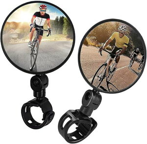 MEOTDEOY自転車バックミラー2個セット360°回転丸型凸面広視野角戸外スポーツバイク用ミラー簡単取付調節可能サイクリングミラーバーエンドミラー自転車(円形)