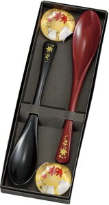 カノー春秋スプーン2Pセット黒・朱春秋17099