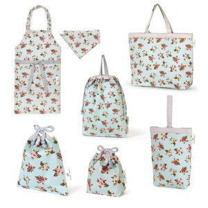 COLORFULCANDYSTYLELAURAASHLEY入園入学6点セットレッスンバッグキルティング(マチ付き)シューズケース巾着体操服袋給食袋コップ袋小物入れエプロン100-120Ena’sGardenおしゃれ