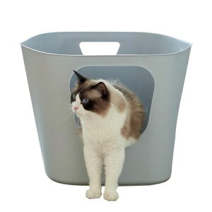 【OFT】フレキシブルリッターボックスチタニウムグレー猫トイレ大型98%再生プラスチック大きい飛び散り防止取っ手付き丸洗い可能