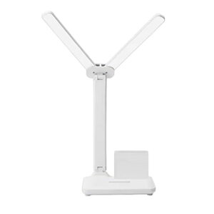 デスクライトLEDライトT型目に優しい卓上ライトダブルヘッドライトスタンドライト色温度調光テレワーク勉強読書照明ライト無段階調光3段階調色ペン立てスマホスタンド折りたたみコン…