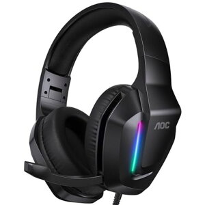 AOC�Q�[�~���O�w�b�h�Z�b�g�Q�[�~���O�w�b�h�z��3D�T���E���h�T�E���h50mm�h���C�o�[3.5mm�L�����̉����}�C�N�t���y�ʃw�b�h�z���w�b�h�t�H��PS5PS4PCSwitch2�u���b�N