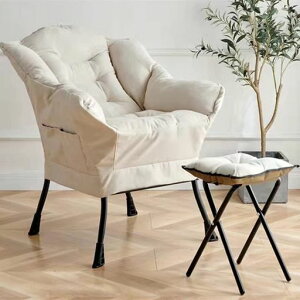 DINGHANGソファカウチソファー1人掛け一人用一人掛けソファリクライニングオットマン付きソファホワイト