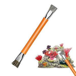 HanaHaul水槽掃除水槽クリーニングブラシ水槽コケ取り水槽クリーニングツール水槽苔取り耐久性水族館石ブラシ水族館ステンレス鋼ブラシ水草造園ブラシ流木苔取り藻類除去用魚隠れ家掃…