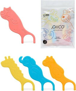 無香料のキッズフロス-フッ素無添加2本糸のデンタルフロスピック-カラフルなデザインのフロススティックで楽しいオーラルケア-キッズフロスで虫歯と歯周病を防ぐ-80個の動物型入り