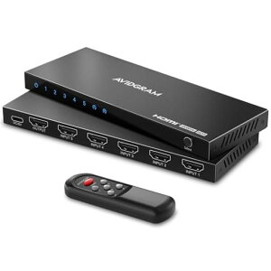 AVIDGRAM HDMI �ؑ֊� 4K 60Hz, 2.0 �Z���N�^�[ 5����1�o��, 5�|�[�g �X�C�b�`���[ IR�����R���t�� HDCP 2.2 HDR10 3D 18Gbps Xbox PS4 HDTV Monitor �Ή�