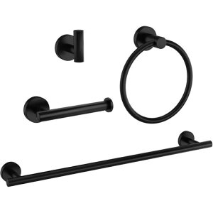 4点セットおしゃれステンレストイレットペーパーホルダータオルリングタオルバータオルフックビス止めキッチン浴室壁掛けフックタオル掛けタオルハンガーバスルームアクセサリー省…