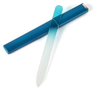 AmazingHarmony爪やすりガラス製ケース付きネイルケア両面タイプネイルファイルネイルバッファーつめ磨き【指先に輝きをプラス!】(ブルー)