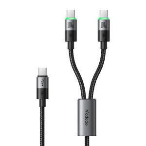 Mcdodo 2in1 �}���[�d�P�[�u�� USB-C to USB-C&Type-C�P�[�u�� 100W PD�}���[�d Type-C�R�[�h �����f�[�^�]�� �A���~�����V�F�� ��v�ȃi�C�����҂� LED�\�����C�g�t�� �^�C�vC �[�d�R�[�h MacBook