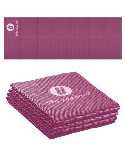 【日本国内メーカー】uFitYogamatヨガマット折りたたみ4mm痛くない滑らない900g軽量61cm*173cmプロアスリート水谷隼愛用PVC洗える臭くない低反発持ち運びダスティピンク