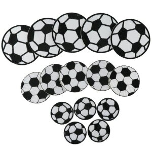 15個のサッカーアイロン接着パッチ、スポーツサッカーボール刺繍パッチ、衣類用の縫製修理パッチ