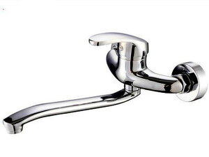 LifeSystem(ライフシステム)キッチン用壁付シングルレバー混合水栓スポウト長さ250mm台所流し台水道蛇口SK100