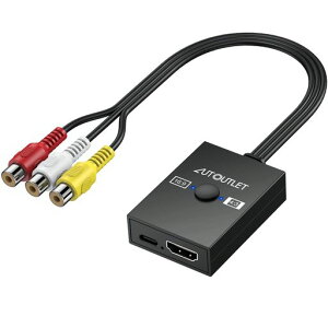 AUTOUTLET RCA to HDMI �ϊ� �R���o�[�^�[ 16:9/4:3�X�C�b�` av to hdmi �ϊ� �R���o�[�^�[ 720P(60hz)/1080P(60hz)�ϊ� 3�F�[�q �R���|�W�b�g �r�f�I �A�_�v�^�[